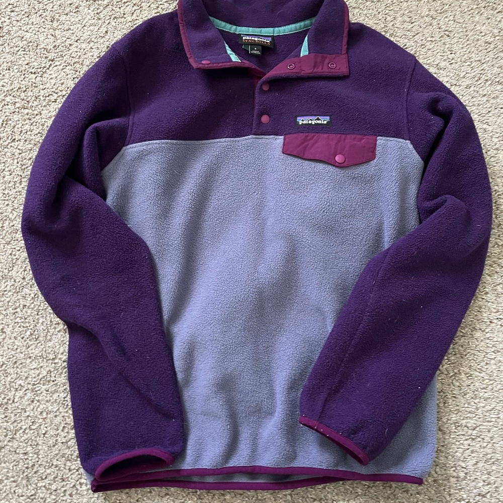 Patagonia Purple and Gray Fleece Jacket